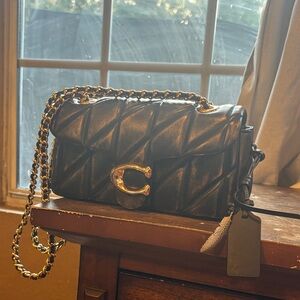 Tabby Coach Bag -Coach Black Quilted Crossbody Bag with Gold Chain